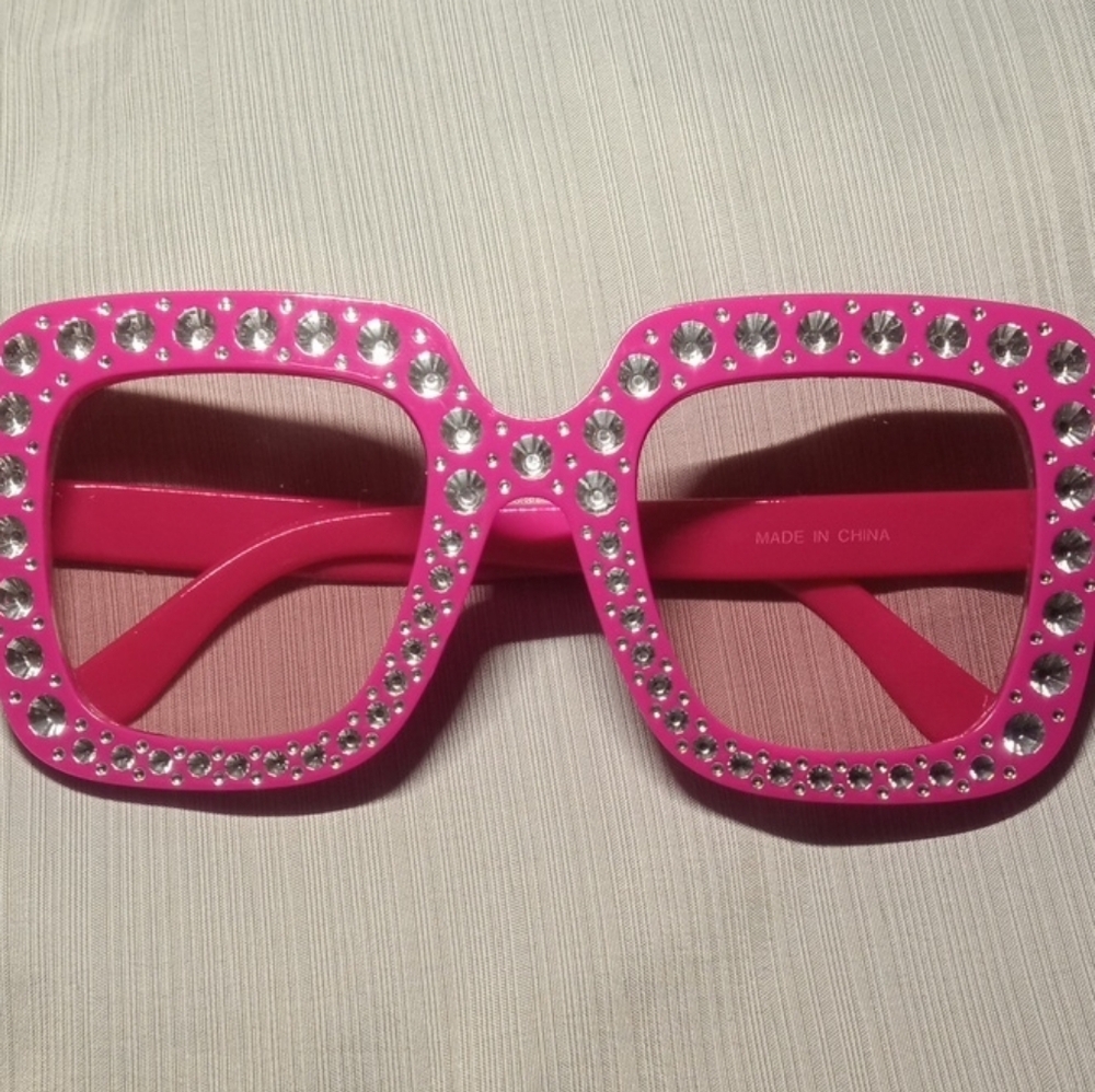 Vibrant Pink Rhinestone Sunglasses